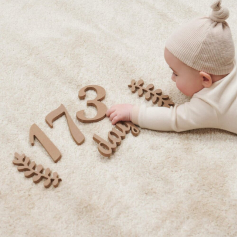 MY LITTLE J Wooden Milestone Newborn Baby Announcement Monthly Sign